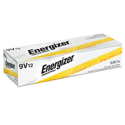12 Energizer Industrial 9 Volt (9V) Alkaline Batteries (EN22, 6LF22, 6AM6) - Image 1 of 2