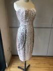 SIZE 12 PINK BOUTIQUE STRAPLESS SILVER WHITE BEADED PINK PENCIL DRESS
