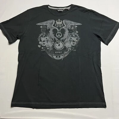 Men's Esprit Spread Love Graphic Crew Neck T-shirt in Black. Size: XL - Image 1 of 4