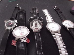 Lot 5 VTG Disney Mickey Mouse Watches ~ 4 are untested 1 has new battery working - Picture 1 of 4