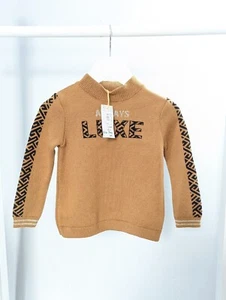 NEW RIVER ISLAND Baby Girls 12-18 Months Brown Knit Jumper Long Sleeve Clothes - Picture 1 of 3