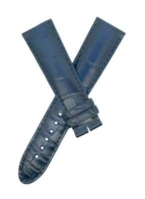 Pulseira de relógio Montblanc masculina de couro de jacaré azul escuro 21 mm x 18 mm FDH - Imagem 1 de 3