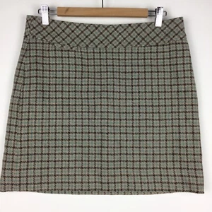 LL Bean Skirt Womens 10 Wool Blend Brown Plaid Checked Side Zip - Bild 1 von 15