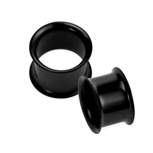 "PAR DE TÚNELES DE OREJA DOBLE ACAMPANADO ACRÍLICO NEGRO 8G 6G 4G 2G 0G 00G 1/2" 9/16"" 5/8"" - Imagen 1 de 4