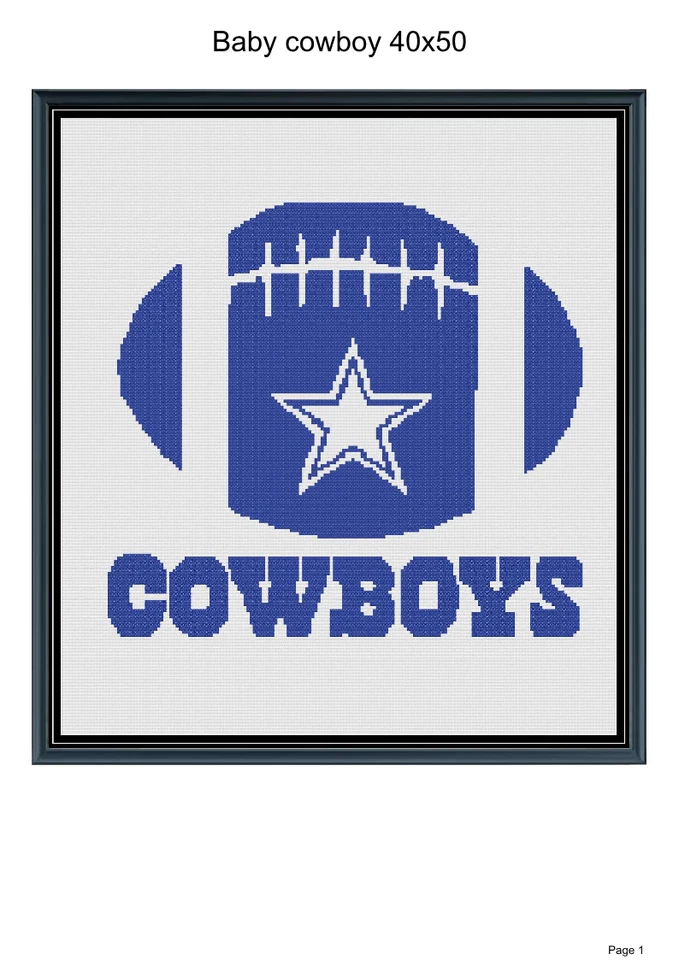 Baby cowboy blanket pattern, 40x50", written and graph pattern included - Image 1 of 1