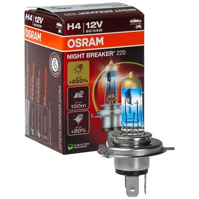 OSRAM H4 NIGHT BREAKER 220 Halogène Jusqu'à +220% 1650/1000 Lm Modèle 2024/25 - Photo 1/3