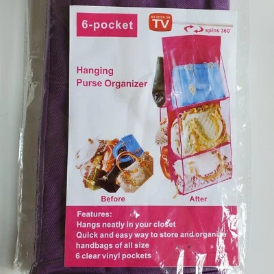 6 Bolsillos Doble Lado Transparente Plegable Colgante Bolso de Mano Cartera Bolsa de Almacenamiento Nuevo Foto 1 de 4