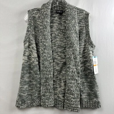 Erika Suéter Chaleco Pequeño Jaspeado Sin Mangas Cárdigan Abierto Cuello Chal NUEVO Foto 1 de 4