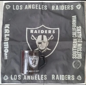 Vintage Angeles Oakland Raiders Datsun Dealers 14" Handkerchief Bandana 80s - Picture 1 of 7