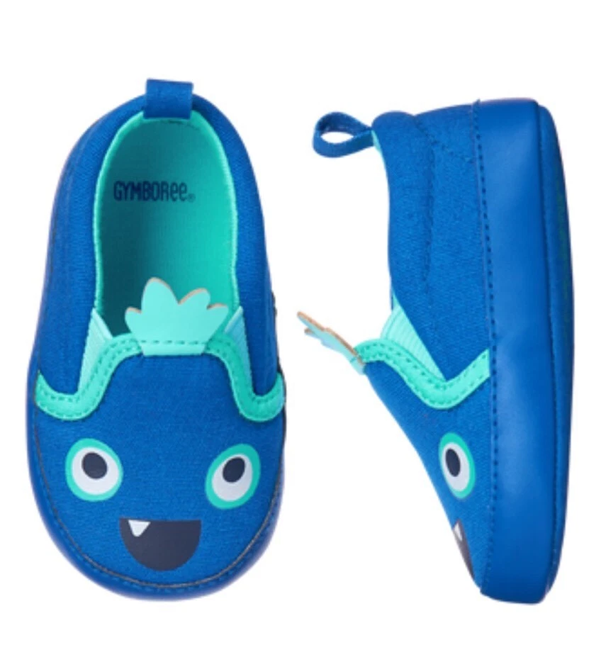 New boys GYMBOREE Tiny Team blue monster Crib Shoes Nwt Size 3 6-12 M - Image 1 of 1
