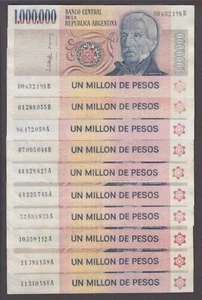 ARGENTINA P.310-10 PCS X 1000000  1 MILLION PESOS 1981 CLEAN VF WE COMBINE  2411 - Picture 1 of 2