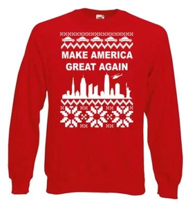 Adults Donald Trump Make America Great Again MAGA Festive Red Christmas Jumper - Picture 1 of 7