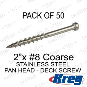 KREG - S STEEL POCKET HOLE DECK SCREWS PAN HEAD - COARSE 51MM 2" SDK- C2SS -50 - Picture 1 of 1