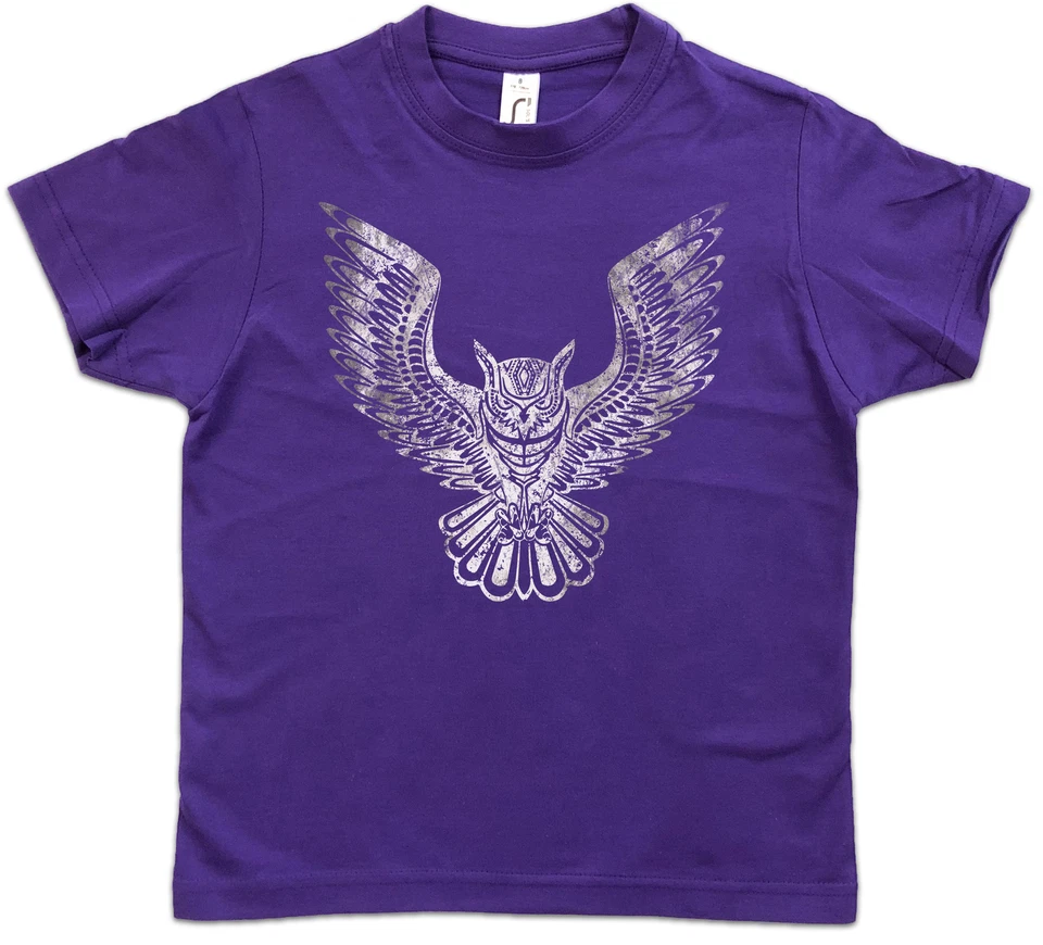 OWL II Kids Boys T-Shirt Cartoon Cute Hipster Electro Tattoo Bird Rockabella - Image 1 of 1