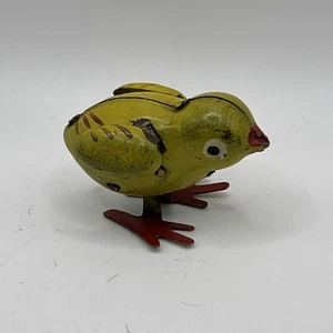 Juguete de hojalata vintage de la Segunda Guerra Mundial Japón ocupado cuerda pollo todavía vientos mueve pies - Imagen 1 de 13