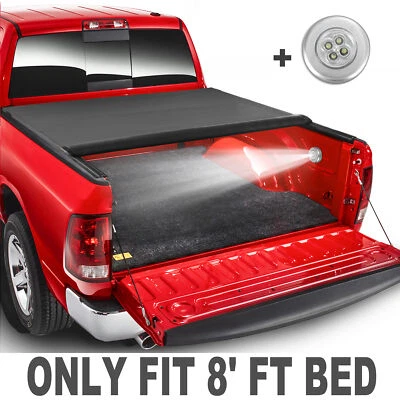 Truck Tonneau Cover For 07-13 Chevy Silverado GMC Sierra 8' Bed Roll Up & Lamp - Изображение 1 из 4