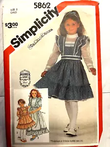 Toddler Girl's Dress Sewing Pattern Vintage SIze 3 Uncut New Simplicity 5862 - Picture 1 of 2