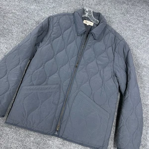 Madewell Giacca Uomo Piccola Grigio Trapuntato Tampone Full Zip Patch Tasca Nylon - Foto 1 di 12