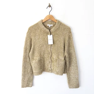 Cardigan Autograph M&S Tinsel Fluffy Taglia 12 NUOVO Oro Crema Natale Festivo - Foto 1 di 19