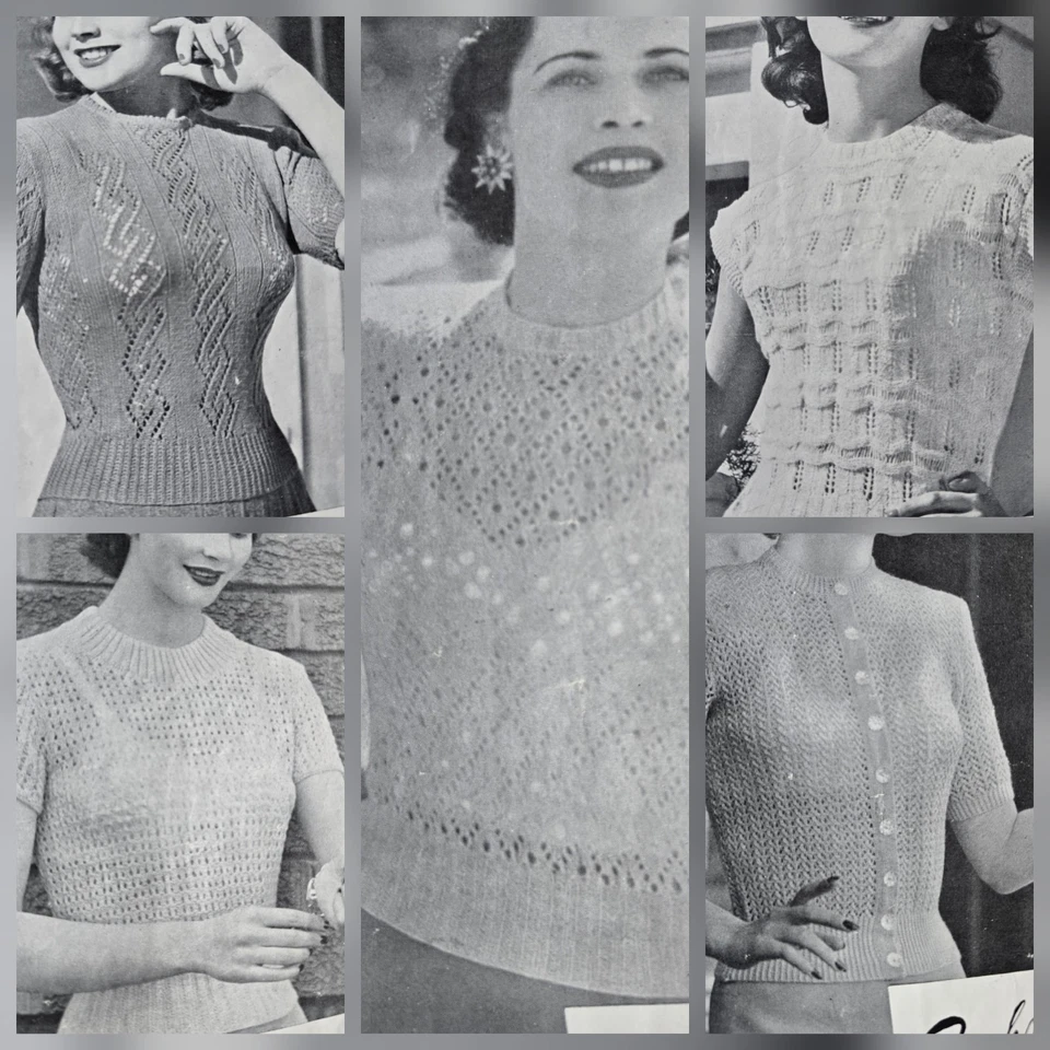 1940s Mesh Eyelet Lace Summer Chevron Diamond Twinprufe 163 Knitting Pattern - image 1 of 4