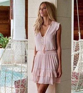 Nuevo con etiquetas Vestido Corto Melissa Odabash Sky let Rosa Polvo Pequeño - Imagen 1 de 6