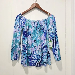 Lilly Pulitzer Enna schulterfreies Stricktop Capri türkis off tropic Größe Small - Bild 1 von 11