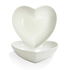 Platos de ensalada profunda en forma de corazón de porcelana 2 piezas, cuenco de corazón grande de 8 pulgadas... - Imagen 1 de 7