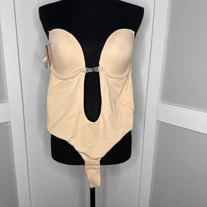Feeling Girl Shapewear Deep V Thong Low-Back Tummy Control Bodysuit - M - Nude - Bild 1 von 13
