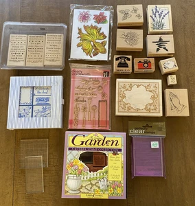 Mixed Rubber & Acrylic stamps, NEW and USED, Hallmark, Stampede, Stampin' Up LOT - Picture 1 of 14