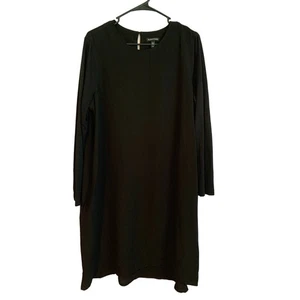 Vestido de bolsillo Eileen Fisher 100 % seda negro para mujer talla grande - Imagen 1 de 7