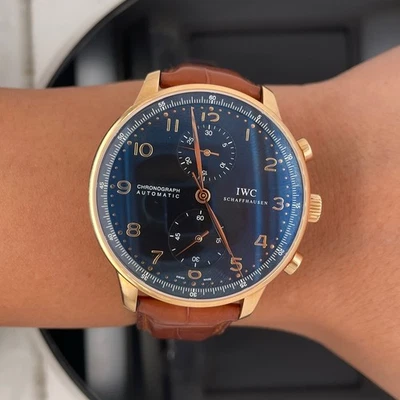 IWC 18k Yellow Gold Portugieser Chronograph IW3714-15 Automatic Men’s Watch $22k - Image 1 of 4