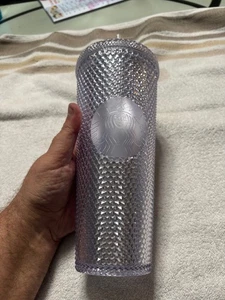 Starbucks Studded Platinum Silver Cold Cup Tumbler 24oz 2019 USED - Picture 1 of 3