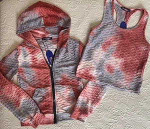 NWT AQ-Sport Tops Women Medium Athletic Fitness Gym Matching Set Hoodie Tank Top - Picture 1 of 10
