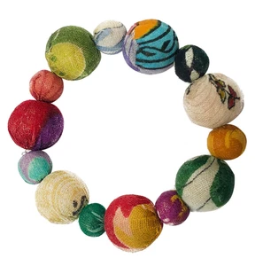 Bracelet perles Betty Bauble commerce équitable tissu Kantha recyclé boho fait main OSFM - Photo 1/17