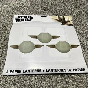 Star Wars The Mandalorian The Child Baby Yoda 3 Paper Lanterns 9.5" 3 Pairs Ears - Picture 1 of 6