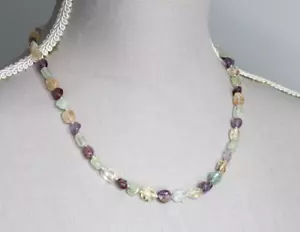 CITRINE, LODALITE AMETHYST & PREHNITE NECKLACE 19" ~ 925 STERLING SILVER - Picture 1 of 2