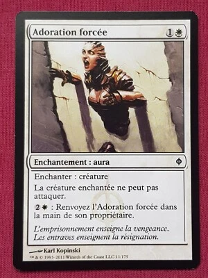 Magic The Gathering FRENCH NEW PHYREXIA FORCED WORSHIP white card MTG - Image 1 of 2
