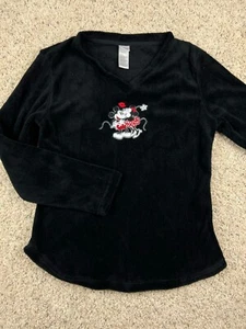 Disney Sweater Youth Medium Black Sweatshirt V Neck Mickey Mouse Girls Minnie - Picture 1 of 6