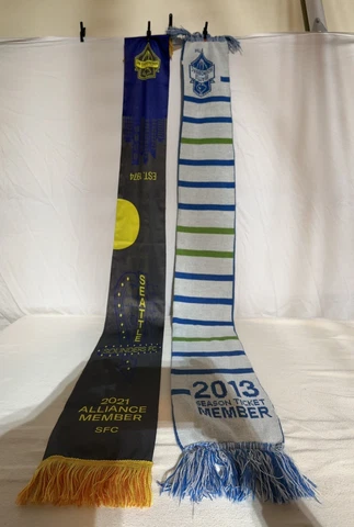 Seattle Sounders Scarf Lot Of 2. 2021 Alliance/2013 Season Ticket Holder. $30 Cover