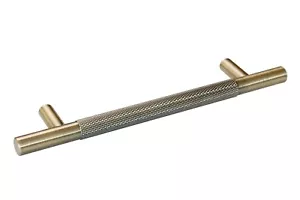 Eclipse KNURLED Cabinet Cupboard T Bar Handles & Pull Knobs in ANTIQUE BRASS - Picture 1 of 5