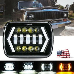 Black H5054 H6054 7x6 5x7 LED Headlight for Jeep Wrangler YJ Cherokee XJ D21 - Picture 1 of 12
