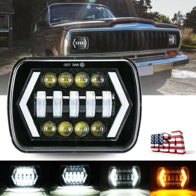 Black H5054 H6054 7x6 5x7 LED Headlight for Jeep Wrangler YJ Cherokee XJ D21 - Image 1 of 4