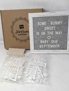 Felt Creative Home Goods Gray Felt Letter Board Sign w/Rustic Wood White Frame - Picture 1 of 6