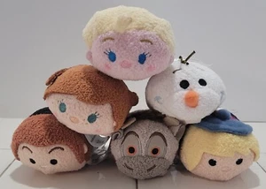 Lotto Mini Peluche Disney Tsum Tsum - Frozen Elsa Anna Sven Olaf Kristoff Hans - Foto 1 di 5