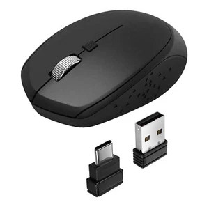 Kabellose Maus mit USB-C- /USB-Adaptern für Tablets / Macbooks, Akashi – Schwarz - Bild 1 von 6