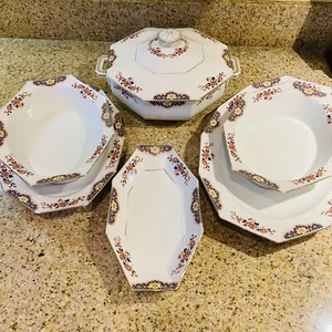 Limoges A Lanternir France Serving bowl set of 6 Floral Rose Print Rare - Picture 1 of 24