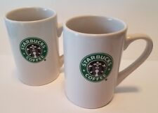 TWO Starbucks 2008 Tall White Green Mermaid Coffee Cup Tea Mug 10 oz.