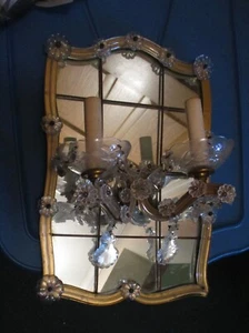 Double Wall Sconce With Mirror BACKING AND CRYSTALS - Picture 1 of 8