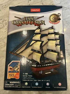 USS Constitution Ship 3D Model Jigsaw Puzzle 193 Pieces by CubicFun New Open Box - Image 1 of 3