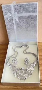 Chunky Statement Necklace Earrings Set Costume Jewellery Set Silver Tone - Picture 1 of 6